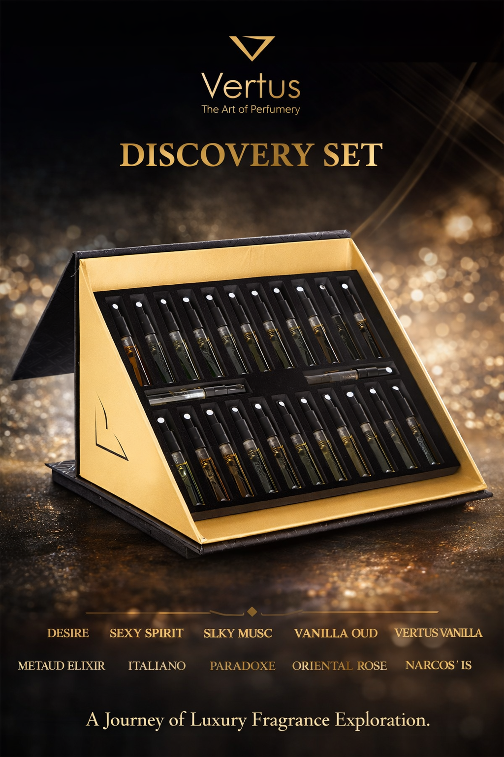 Vertus Variety Discovery Set: Eau De Parfum Spray 0.07 oz Vials X 22