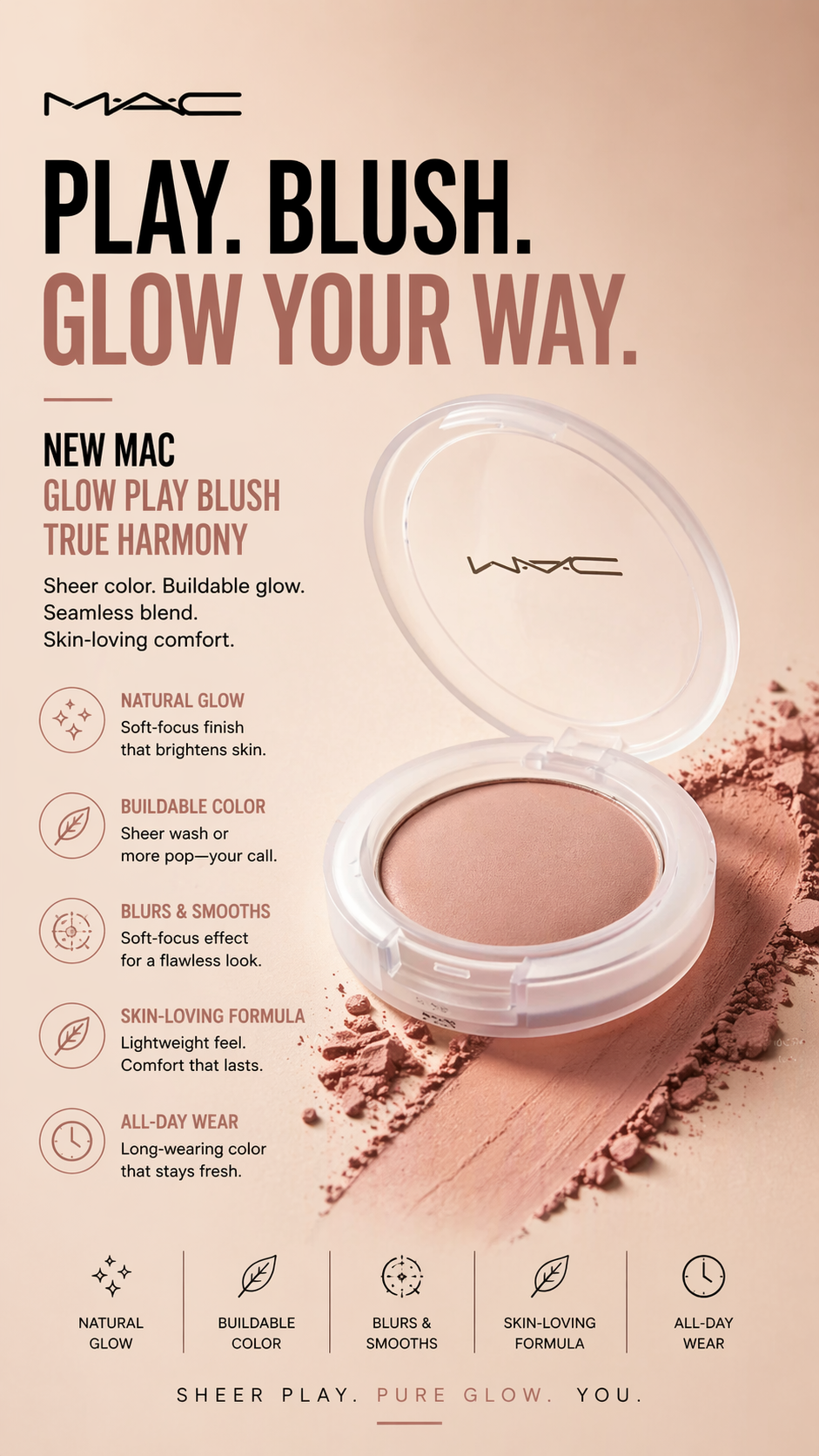 Mac Women Glow Play Blush -True Harmony 7.3g/0.25oz