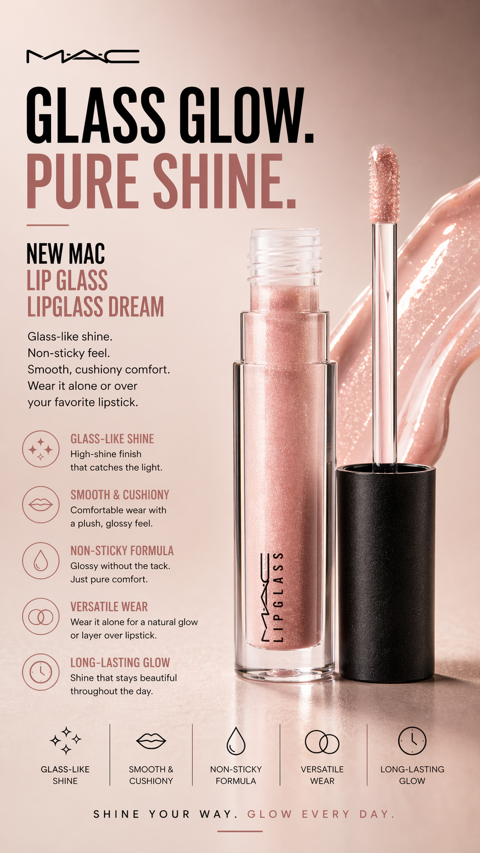 MAC Lip Glass Lip Glass Dreamy 3.1ml/0.10oz women