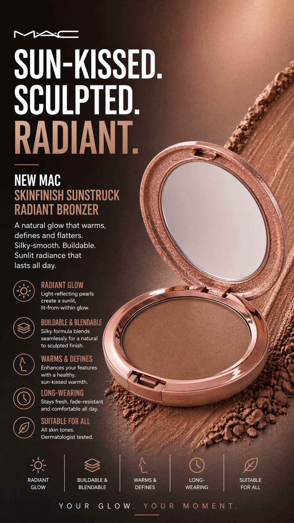 Mac women Skinfinish Sunstruck Radiant Bronzer # Deep Golden 8gr/0.28oz