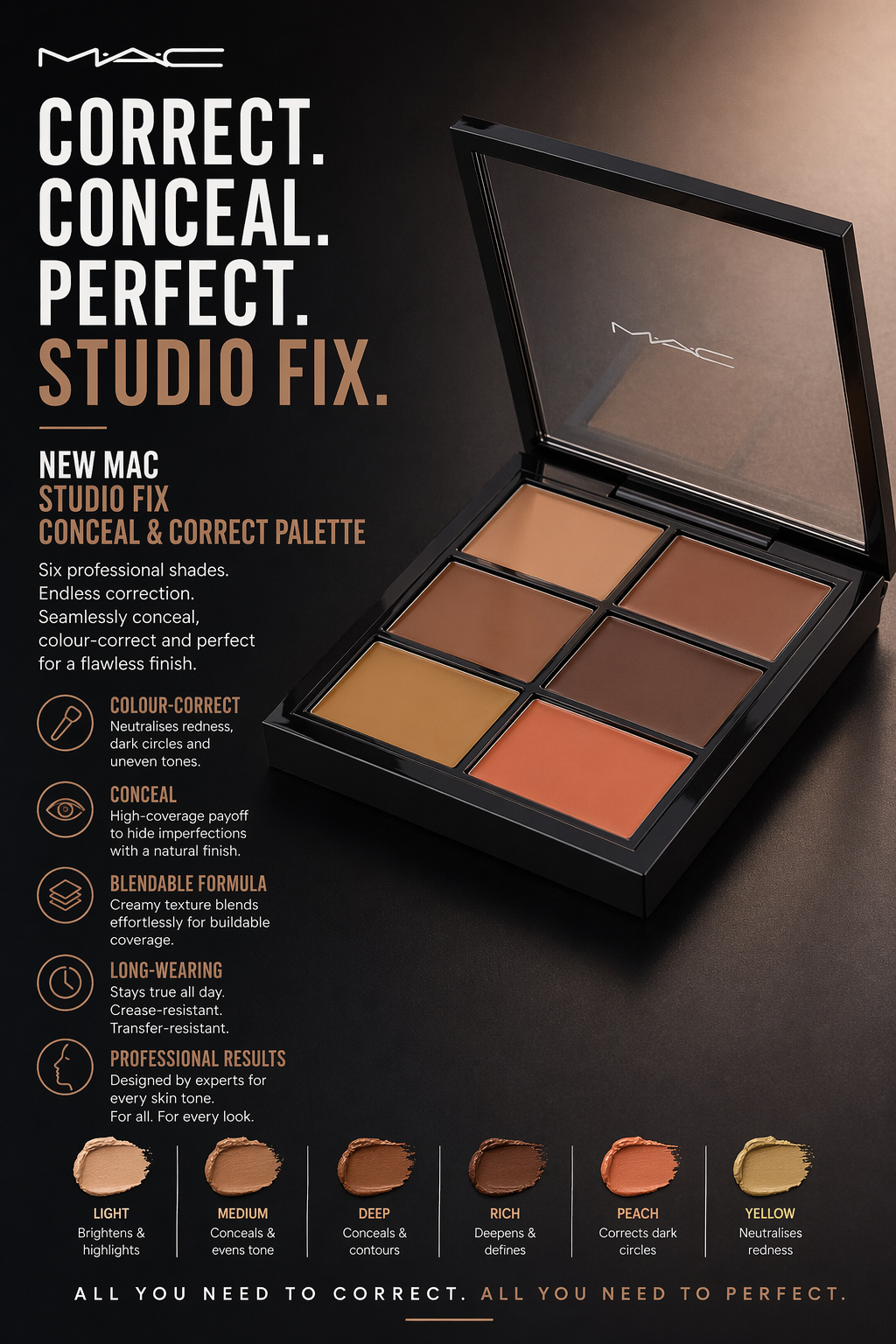 Mac women Studio Fix Conceal & Correct Palette #Dark 6g/0.21oz