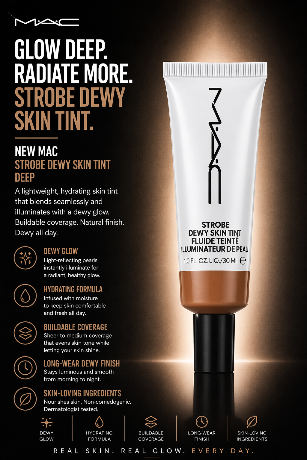 Mac women Strobe Dewy Skin Tint # Deep 2 30ml/1oz