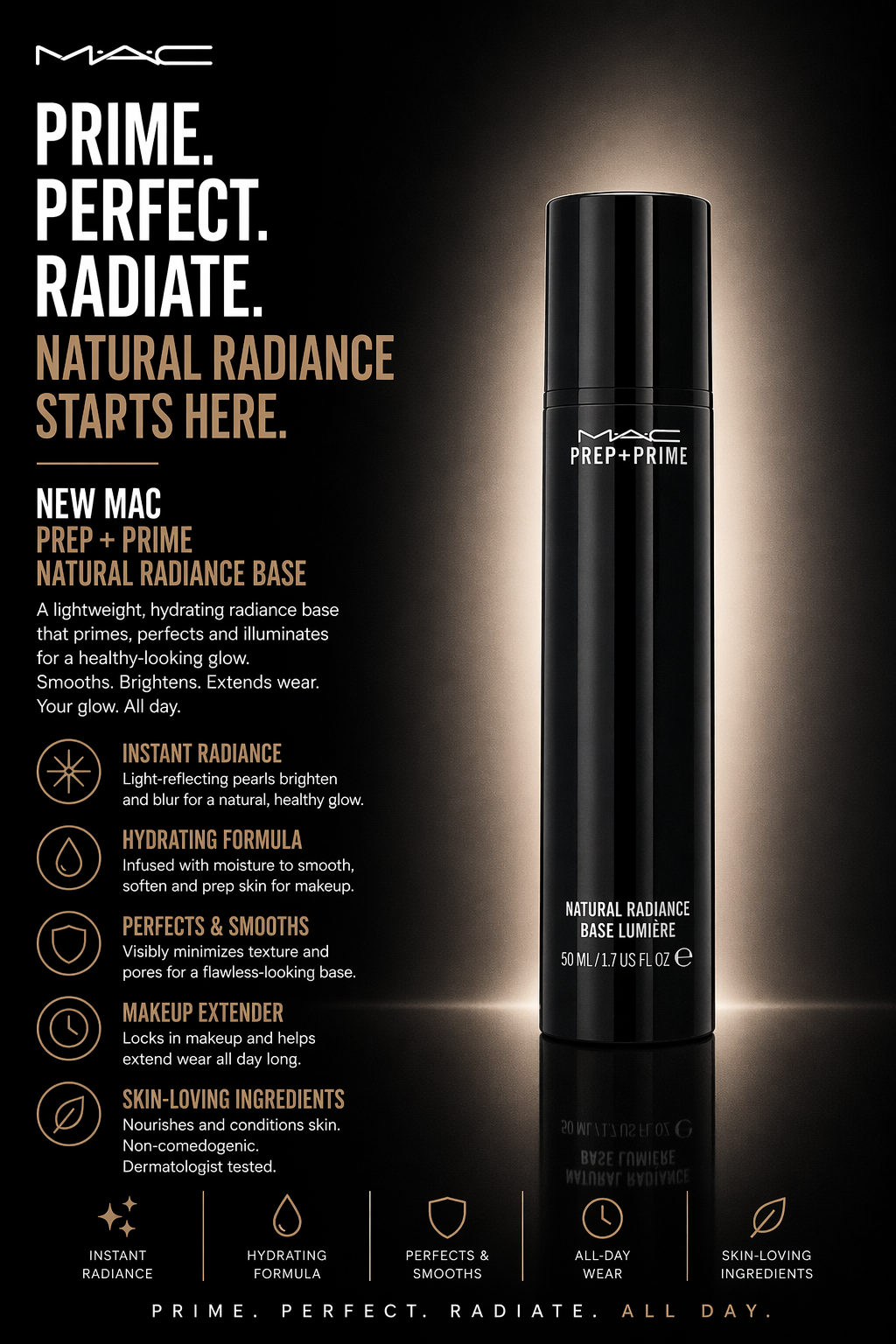 Mac women Prep + Prime Natural Radiance Base Radiant Pink 50ml/1.7oz