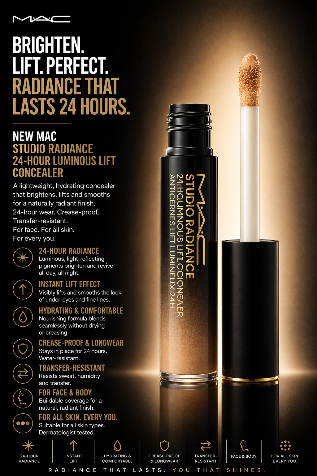 Mac Women Studio Radiance 24-Hour Luminous Lift Concealer Nc17 11ml/0.4oz