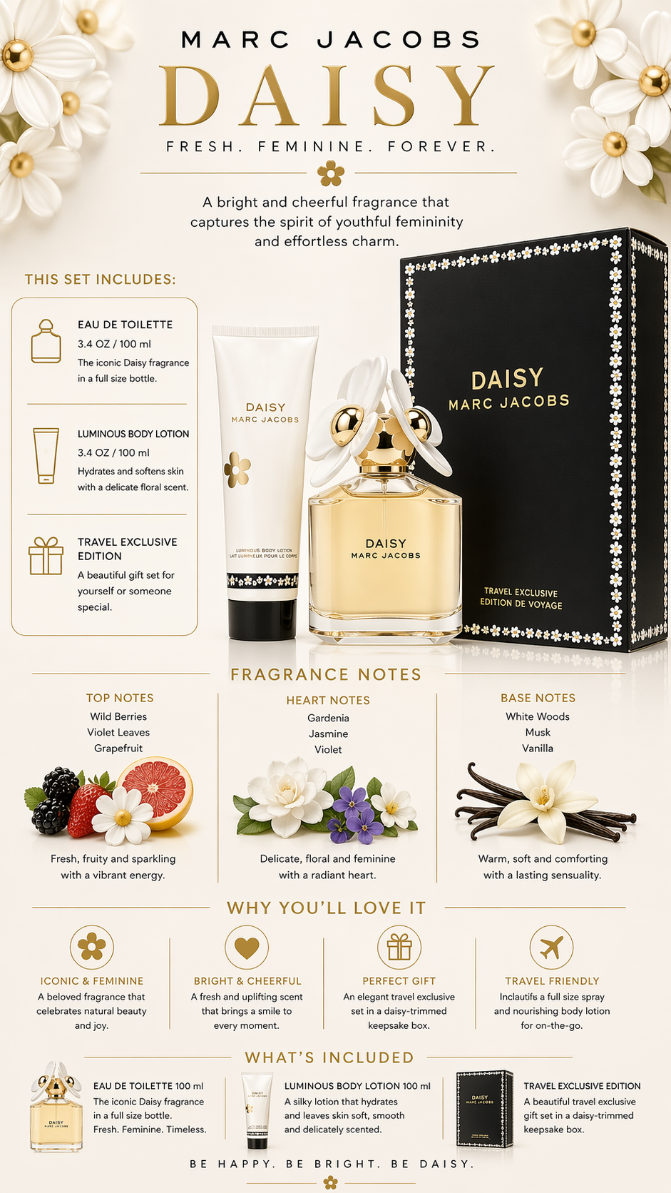 Marc Jacobs Travel Exclusive Duo Eau De Toilette Spray 3.4 oz & Luminous Body Lotion 2.5 oz (Travel Edition) women