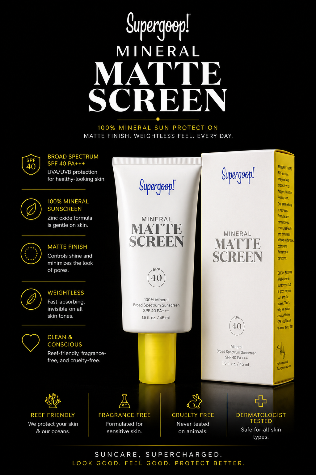 Supergoop women Mineral Mattescreen Spf 40 Pa+++ 45ml/1.5oz