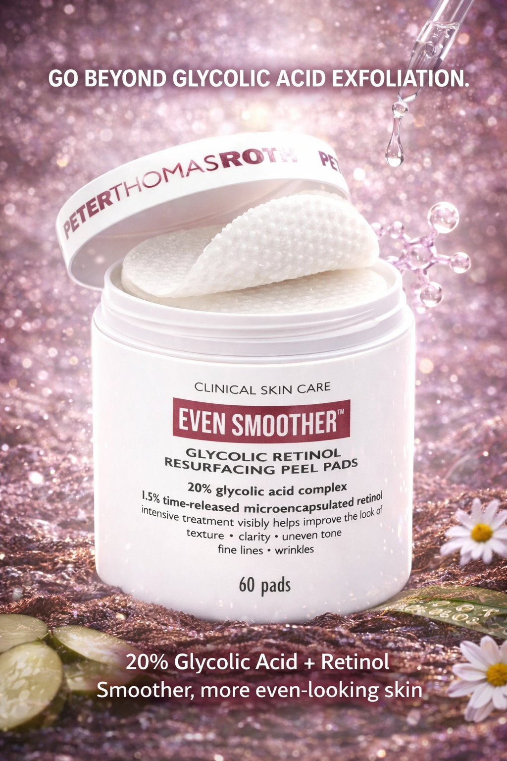 Peter Thomas Roth women Even Smoother Glycolic Retinol Resurfacing Peel Pads 60ct