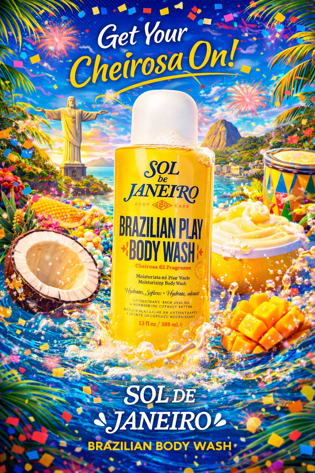 Sol De Janeiro women Brazilian 4 Play Moisturizing Shower Cream-Gel 385ml/13oz