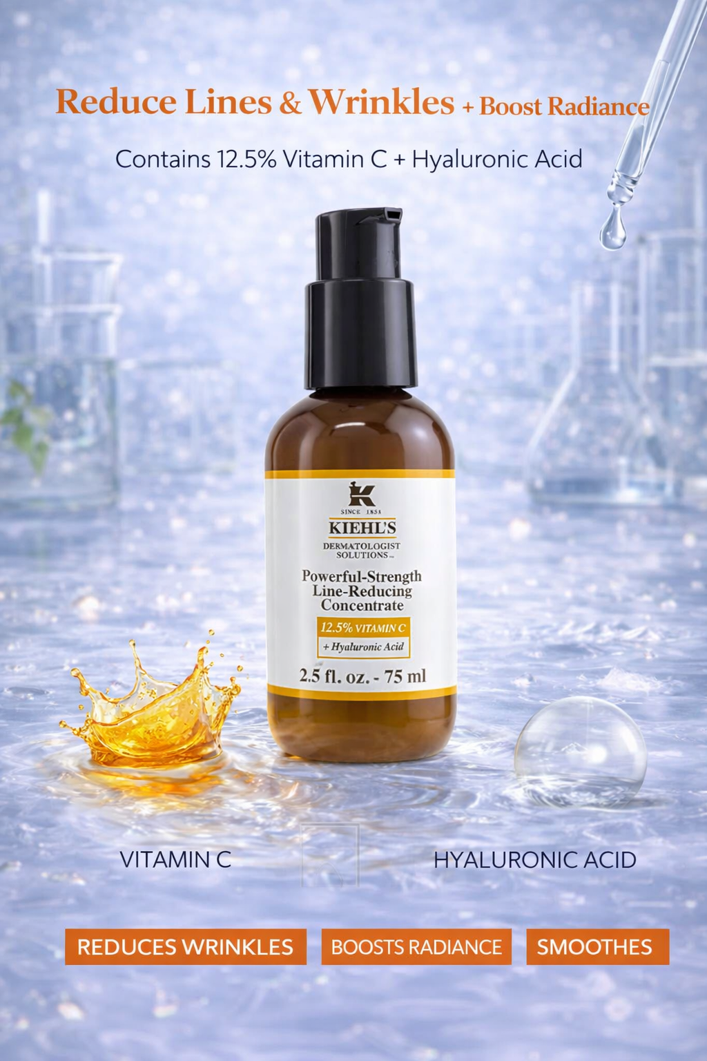 Kiehl's women Dermatologist Solutions Powerful-Strength Line-Reducing Concentrate (With 12.5% Vitamin C + Hyaluronic Acid) 75ml/2.5oz