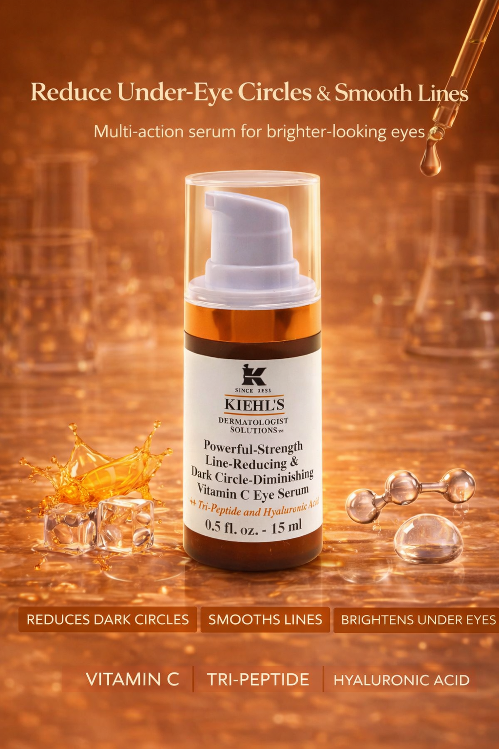 Kiehl's women Dermatologist Solutions Powerful-Strength Line-Reducing & Dark Circle-Diminishing Vitamin C Eye Serum 15ml/0.5oz