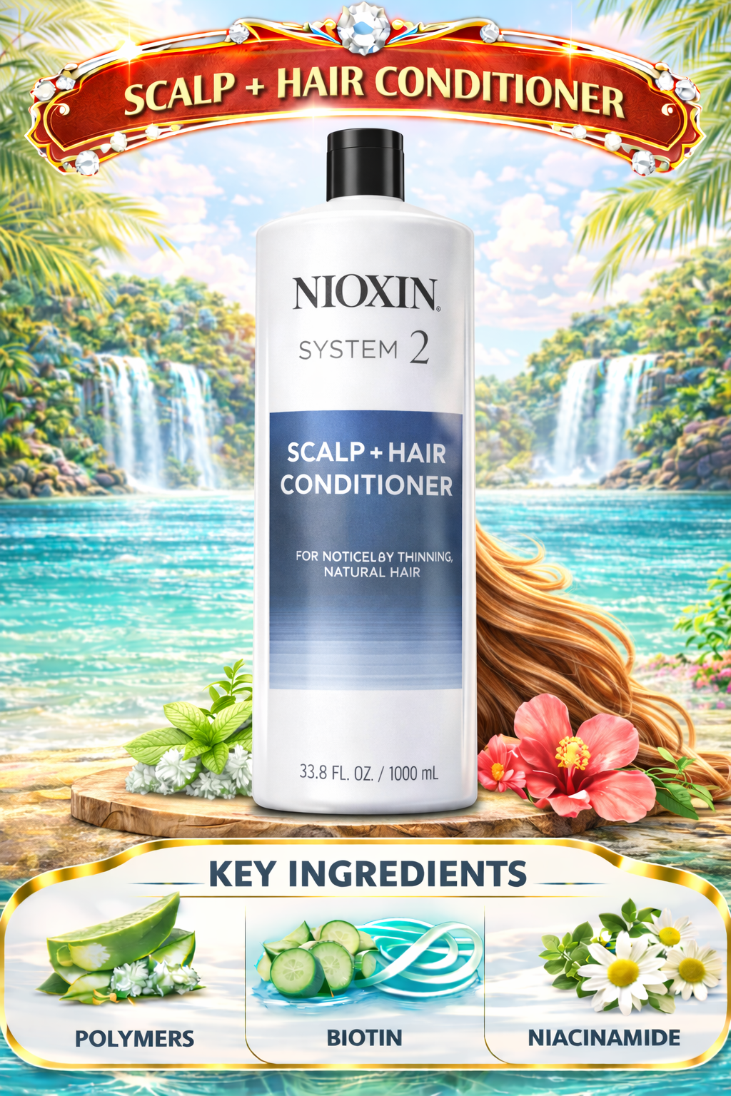 Nioxin System 2 Scalp + Hair Conditioner (Packaging May Vary) 33.8 oz