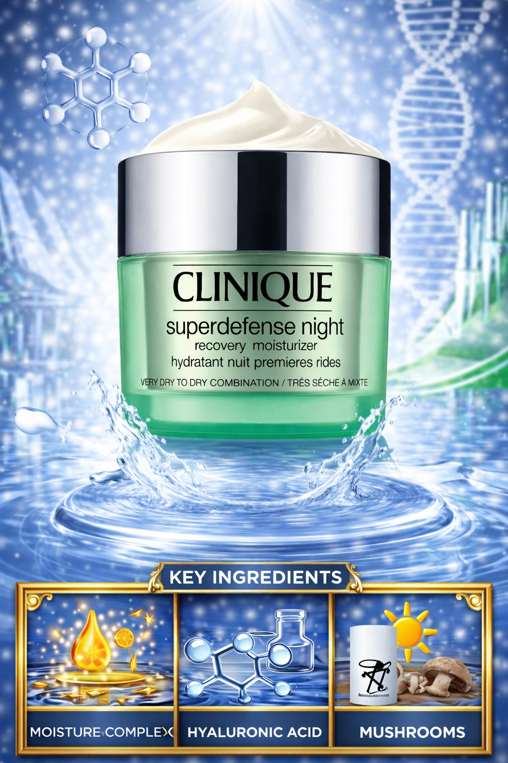 Clinique women Superdefense Night Recovery Moisturizer - For Very Dry To Dry Combination 50ml/1.7oz