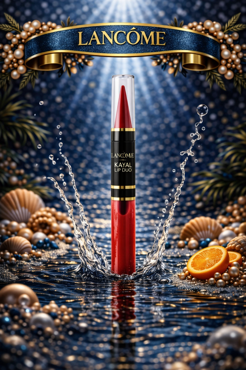 Lancome Kajal Lip Duo High Precision Lipstick & Illuminating Gloss # 05 Red Crush