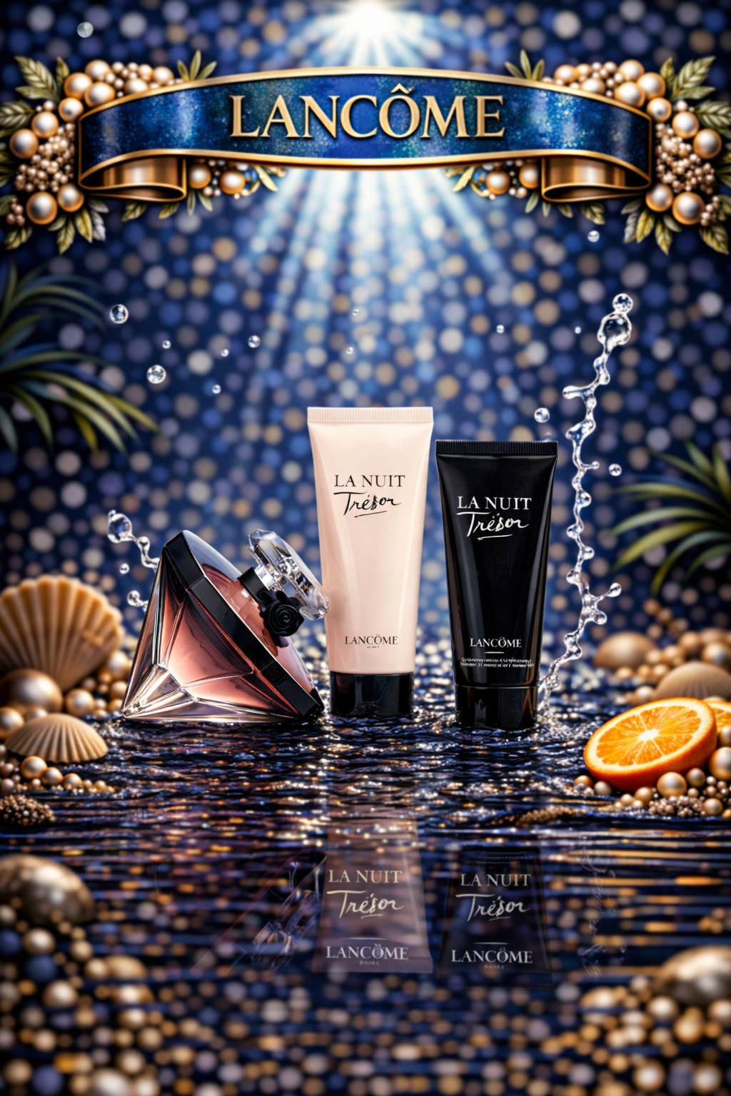 Tresor La Nuit Eau De Parfum Spray 1.7 oz & Body Lotion 1.6 oz & Shower Gel 1.6 oz