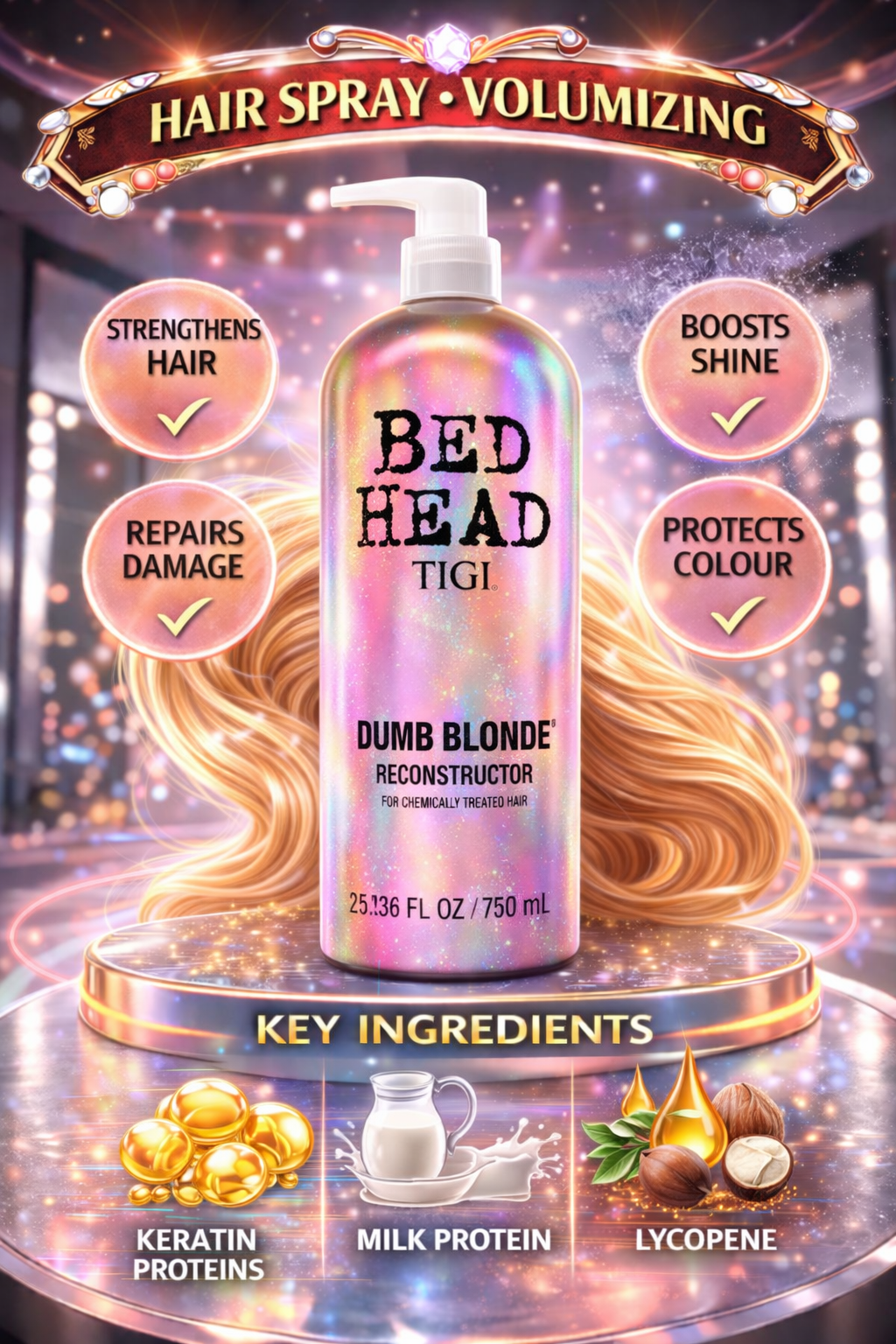 Bed Head Dumb Blonde Reconstructor For Chemically Treated Hair (Packaging May Vary) 25.36 oz