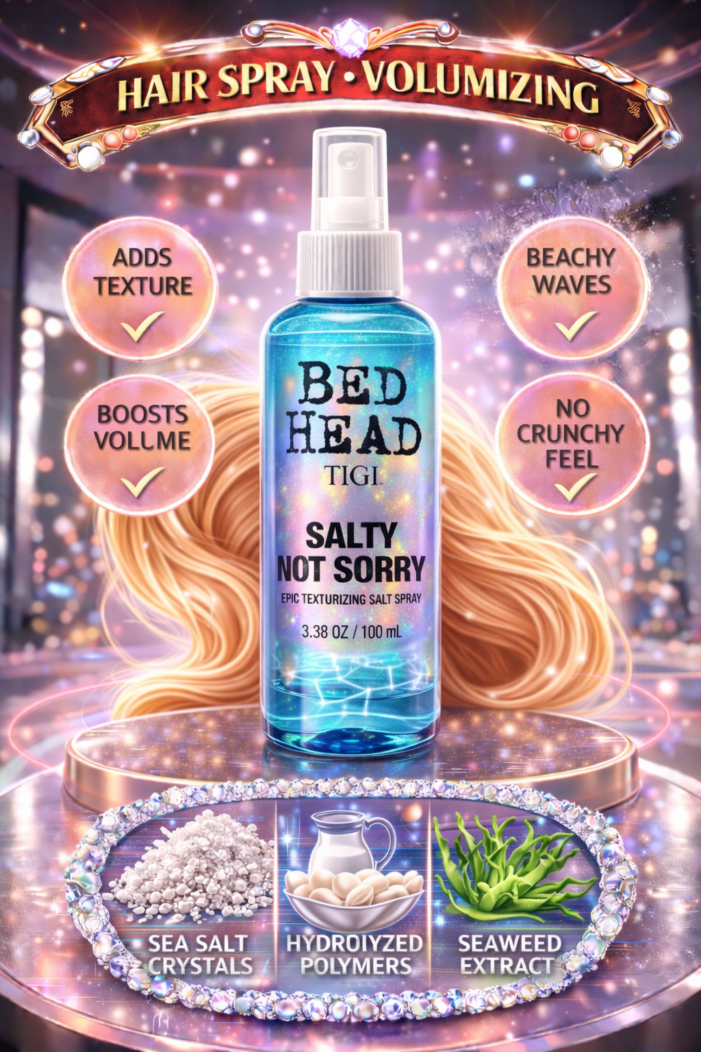 Bed Head Salty Not Sorry Epic Texturizing Salt Spray 3.38 oz