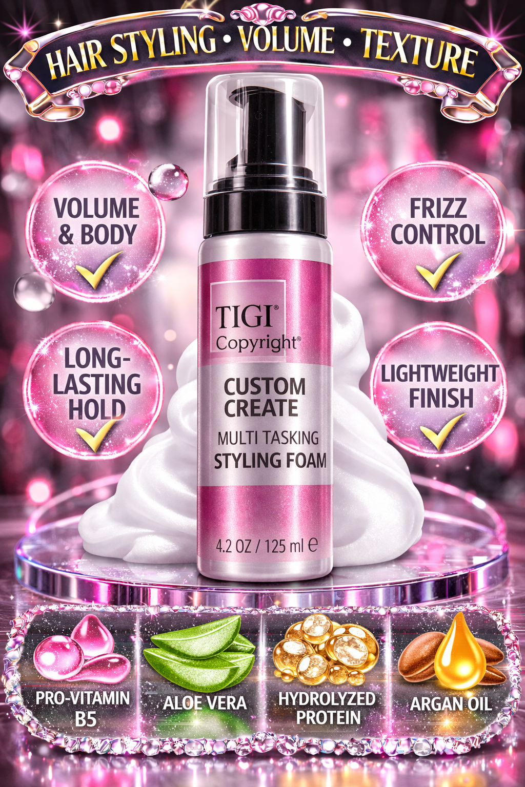 Tigi Copyright Custom Create Multi Tasking Styling Foam 4.2 oz