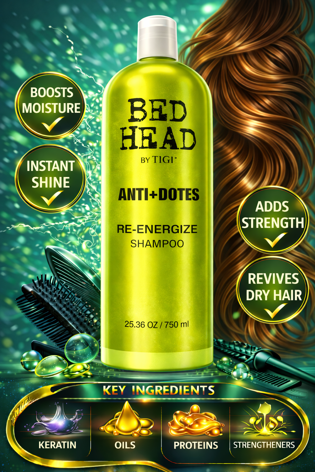 Bed Head Anti+Dotes Re-Energize Shampoo 25.36 oz