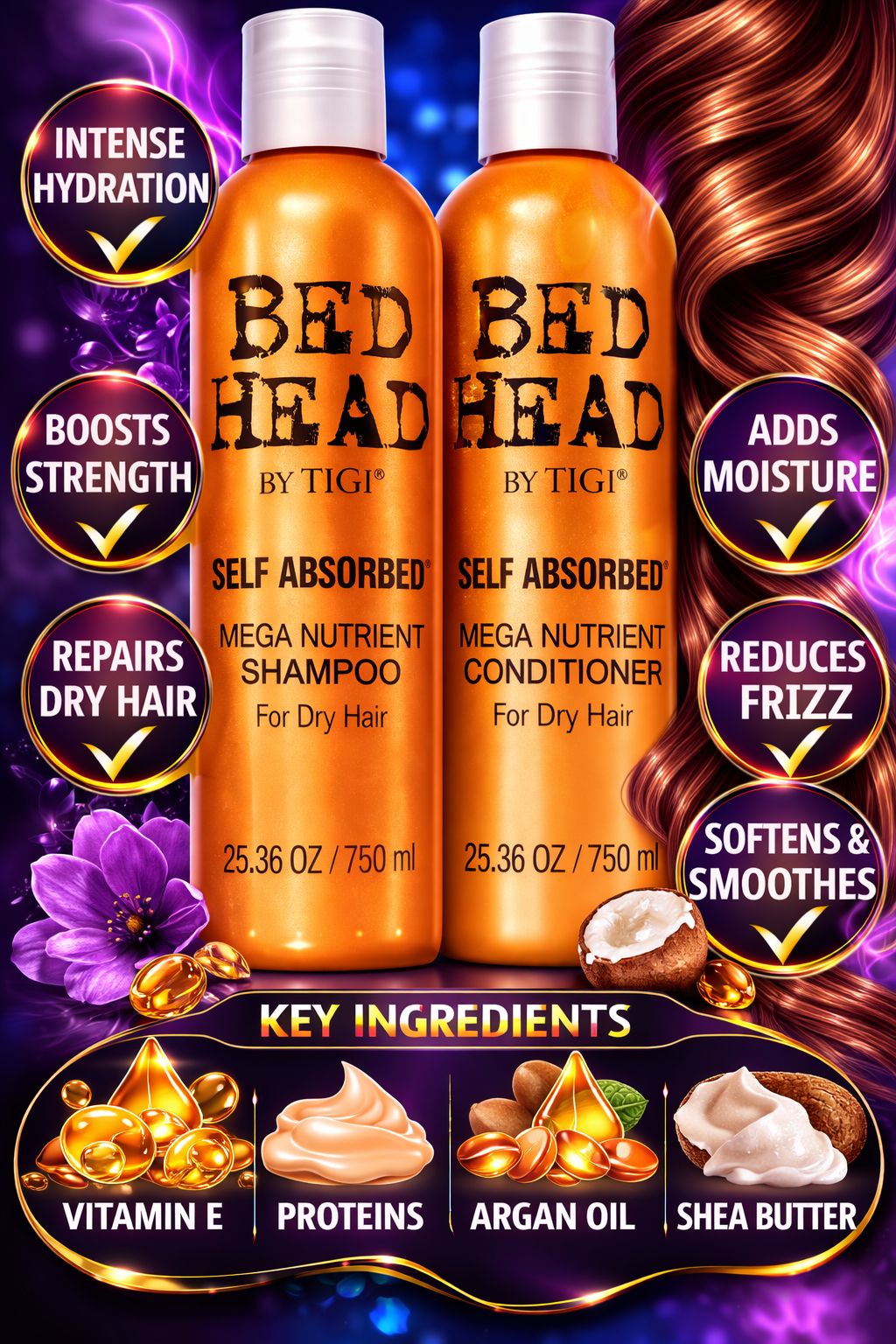 Bed Head Bed Head Self Absorbed Mega Nutrient Shampoo & Conditioner For Dry Hair Tween Duo 25.36 oz