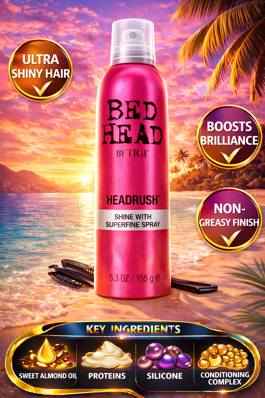 Bed Head Headrush Shine With Superfine Spray 5.3 oz