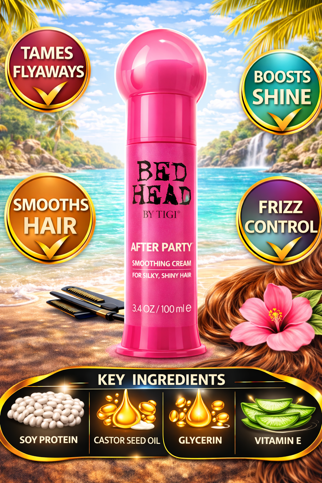 Bed Head After Party Smoothing Cream For Silky Shiny Hair (Packaging May Vary) 3.4 oz