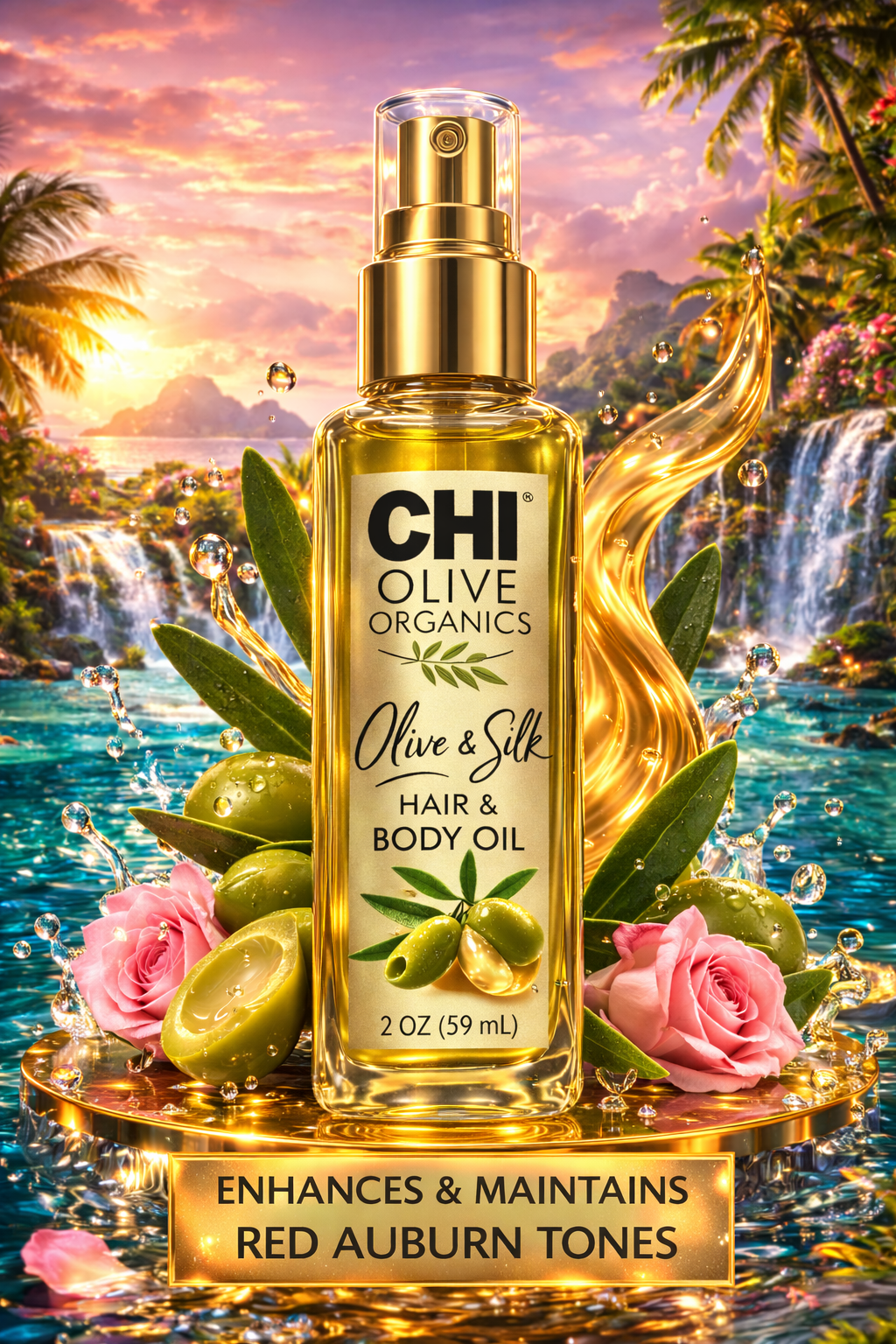 Chi Olive Organics Olive & Silk Hair & Body Oil 2 oz