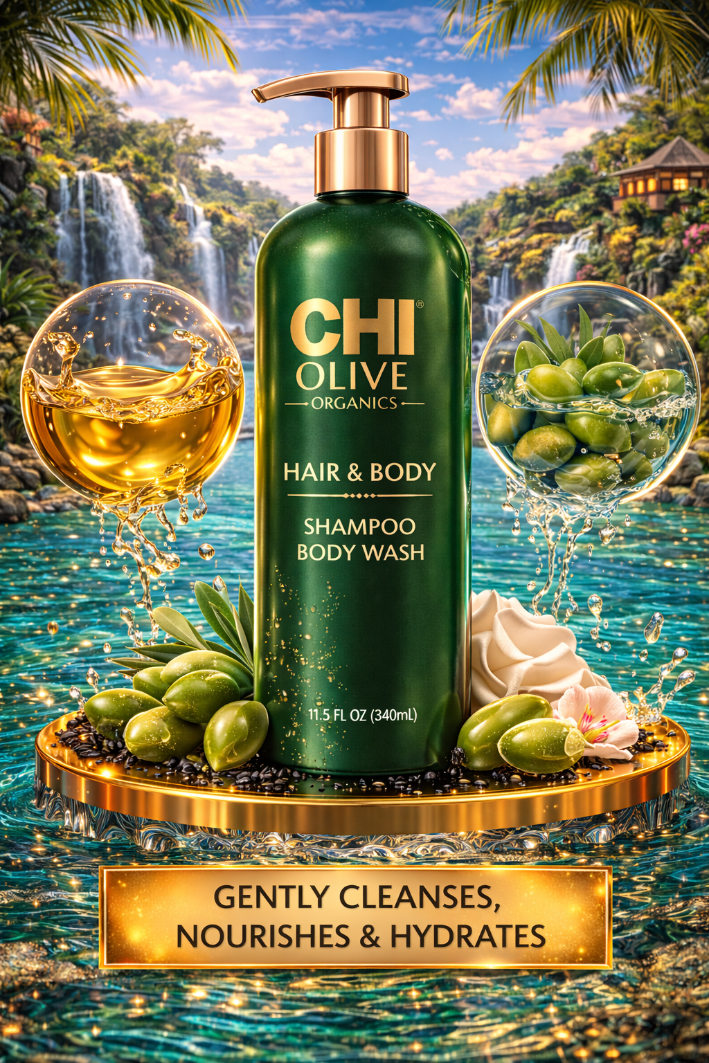 Chi Olive Organics Hair & Body Shampoo Body Wash 11.5 oz