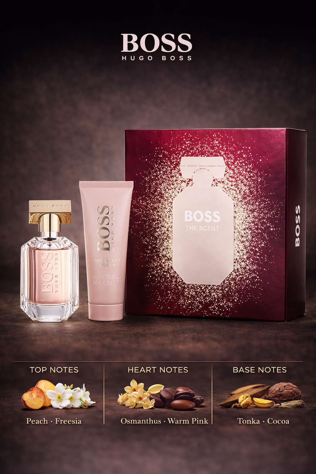 Boss The Scent Eau De Parfum Spray 1.6 oz & Body Lotion 2.5 oz