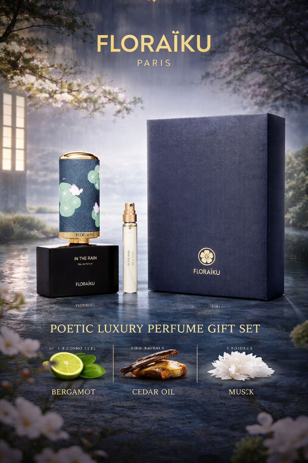 Floraiku In The Rain Eau De Parfum Spray 1.7 oz & Eau De Parfum 0.33 oz Mini