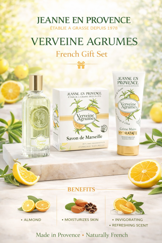 Jeanne En Provence Verviene Cedrat  Eau De Parfum Spray 2 oz & Hand Cream 2.5 oz & Soap 3.4 oz