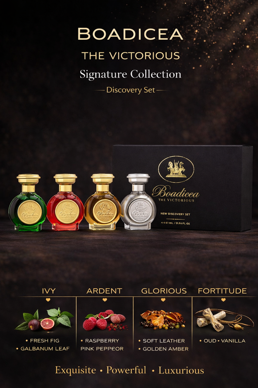 Boadicea The Victorious Signature Set Discovery Set With Defender & Lavish & Night Of Love & Oud Sapphire And All Are 0.34 oz Spray Minis