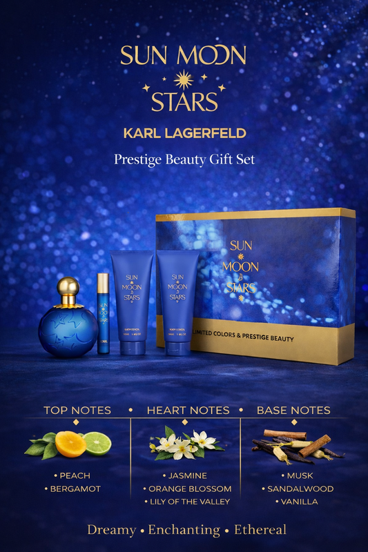 Sun Moon Stars Eau De Toilette Spray 3.3 oz & Body Lotion 3.4 oz & Shower Gel 3.4 oz & Mini 0.34 oz