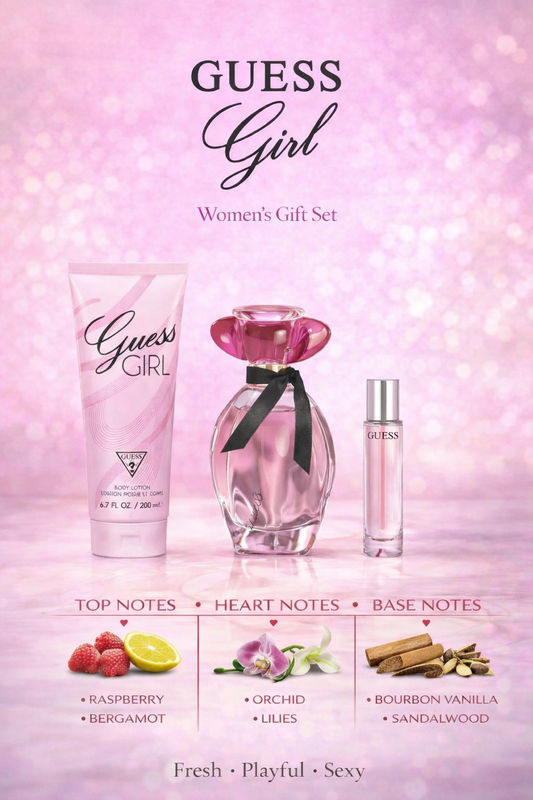 Guess Girl Eau De Toilette Spray 3.4 oz & Body Lotion 6.7 & Eau De Toilette Spray 0.5 oz