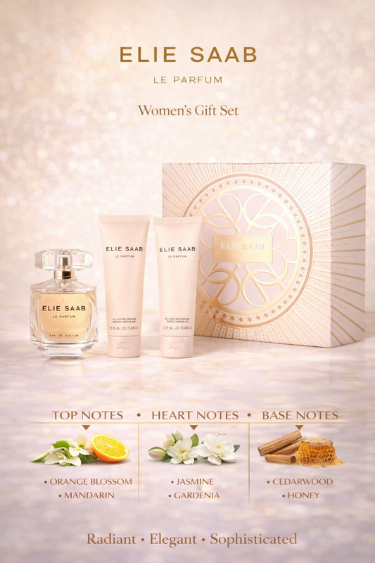 Elie Saab Le Parfum Eau De Parfum Spray 3 oz & Body Lotion 2.5 oz & Shower Gel 2.5 oz