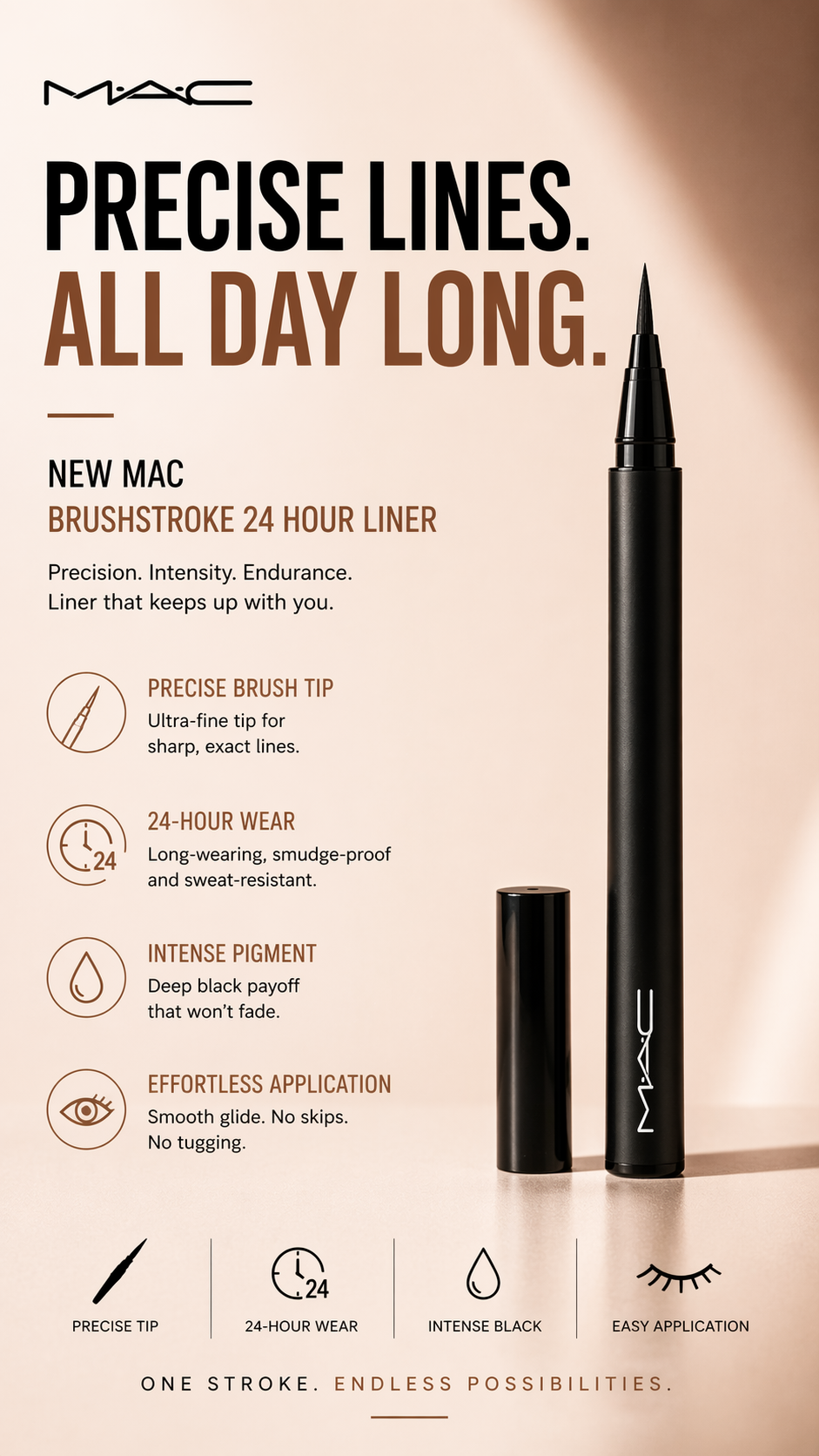 Mac women Brushstroke 24 Hour Liner # Brushblack 0.67g/0.02oz