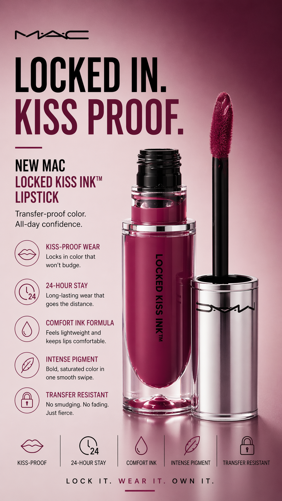 Mac women Locked Kiss Ink Lipstick # Opulence 4ml/0.14oz