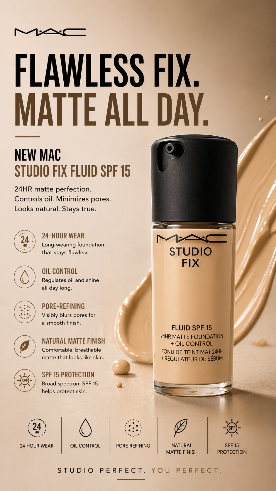 Mac women Studio Fix Fluid Spf15 Nc15 30ml/1oz