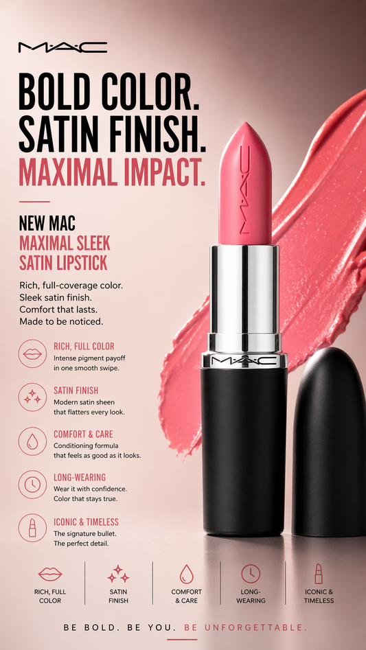Mac women Macximal Sleek Satin Lipstick # Grapefruit Pucker 3.5g/0.12oz