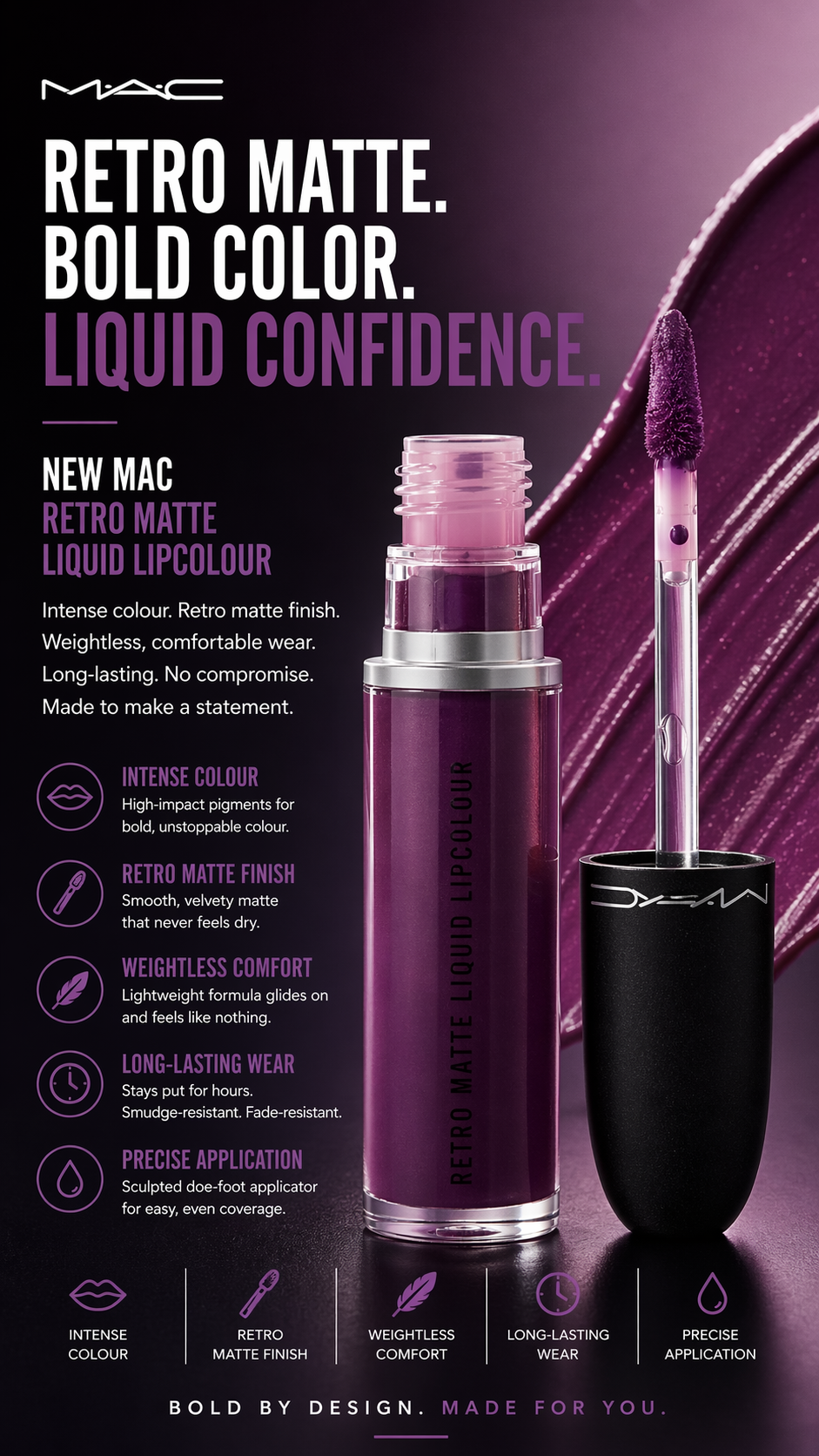 Mac women Retro Matte Liquid Lipcolour Atomized (Metallic) 5ml/0.17oz