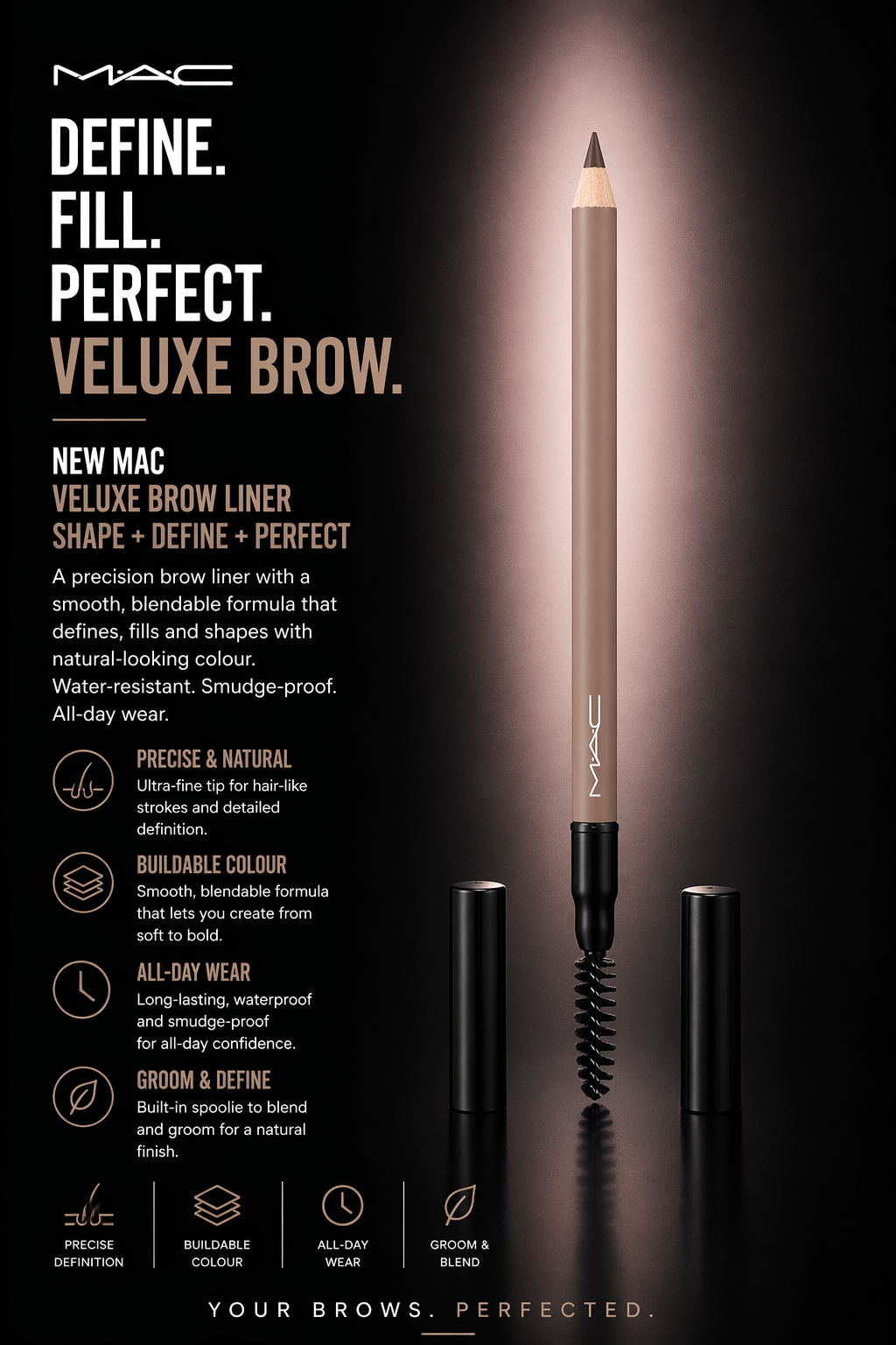 MAC Brow Liner Veluxe Brow Liner Brunette 1.2g/0.04oz women