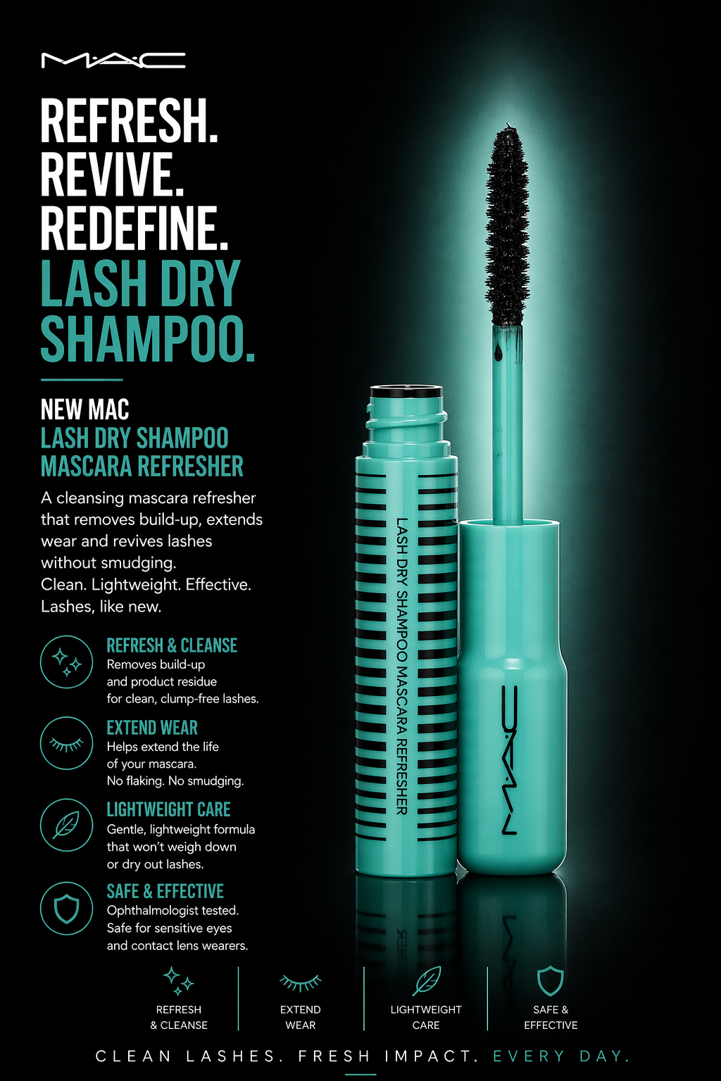 Mac women Lash Dry Shampoo Mascara Refresher #Black 6.5ml/0.22oz
