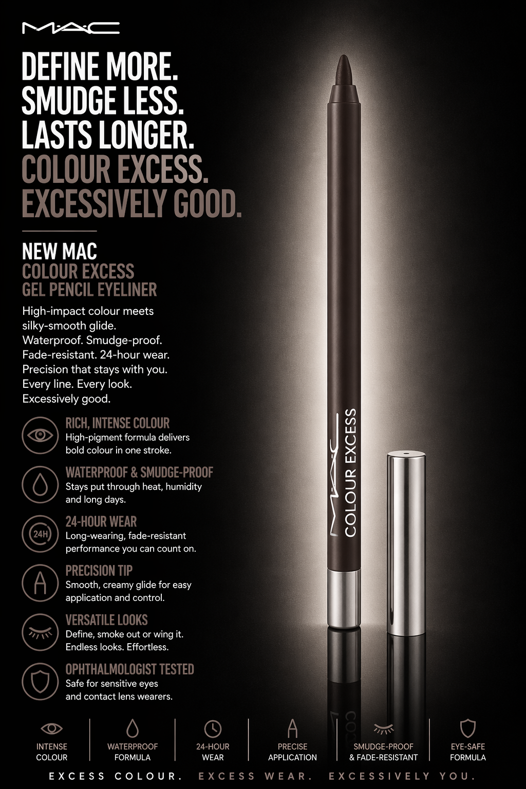 Mac women Colour Excess Gel Pencil Eyeliner # Glide Or Die 0.35g/0.01oz