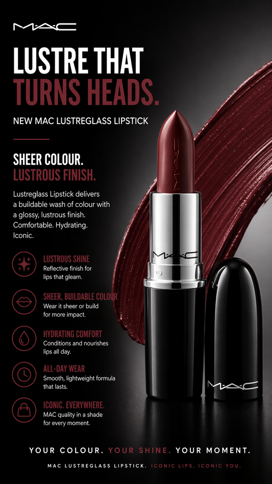Mac women Lustreglass Lipstick # 522 spice it up! (brown berry) 3g/0.1oz