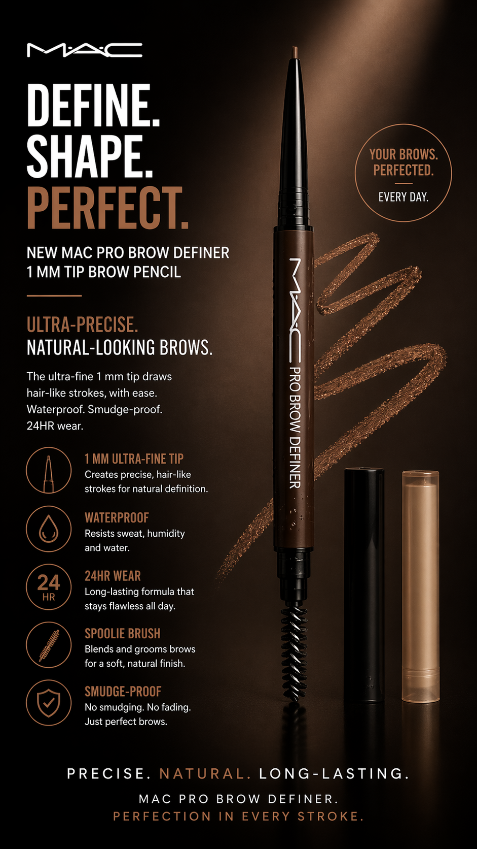 Mac women Pro Brow Definer 1 Mm Tip Brow Pencil 24 Hour Waterproof # Strut 0.03g/0.001oz