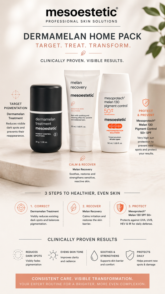 Mesoestetic Dermamelan Home Pack: Melan Recovery 50ml + Melan 130 50ml + Dermamelan Treatment 30g --3pcs