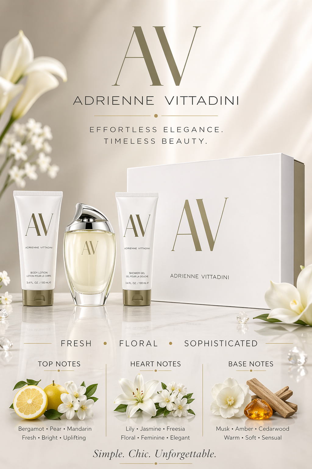 Av Eau De Parfum Spray 3 oz & Body Lotion 3.4 oz & Shower Gel 3.4 oz