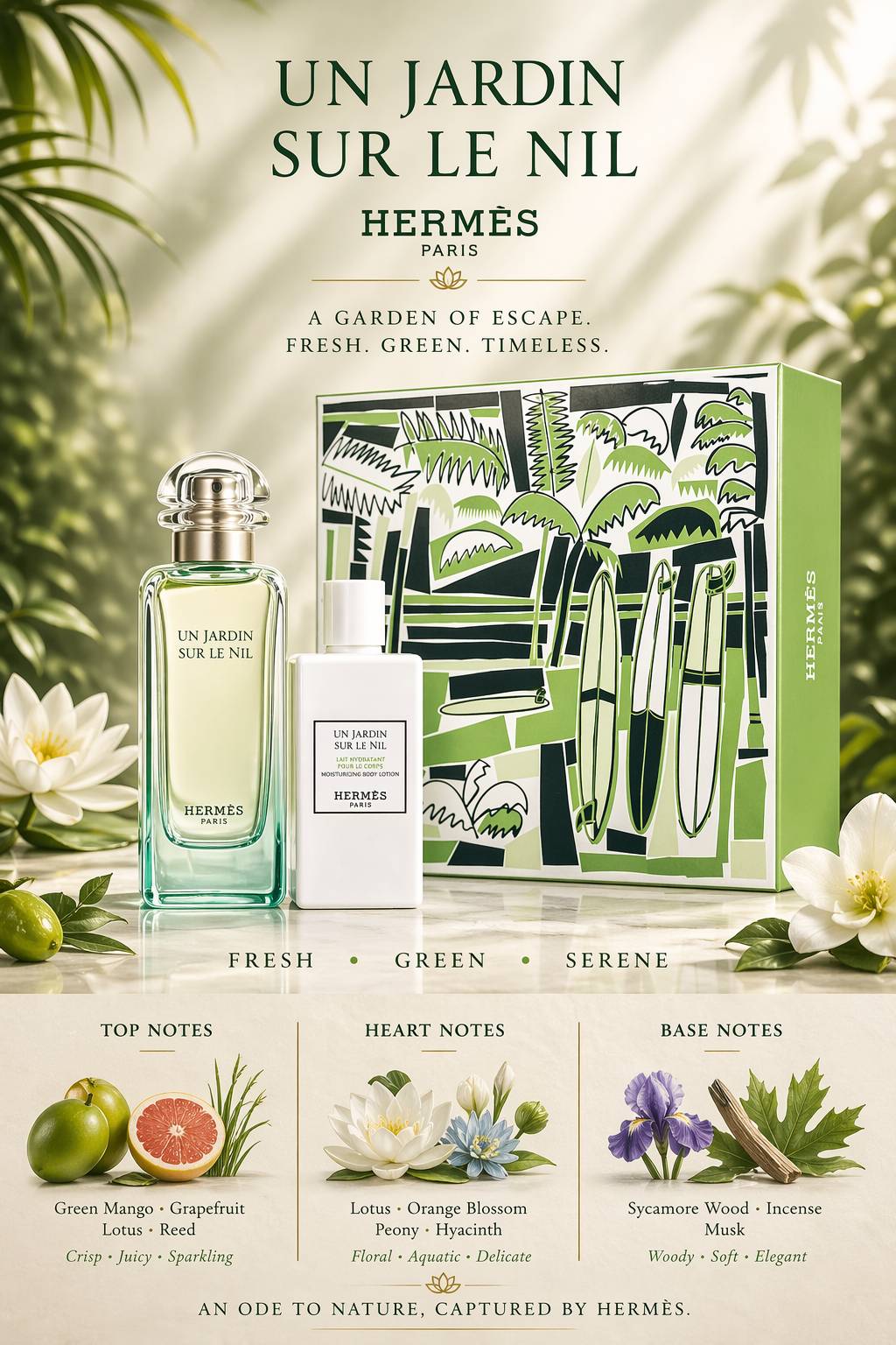 Un Jardin Sur Le Nil women Eau De Toilette Spray 3.3 oz & Body Lotion 2.7 oz