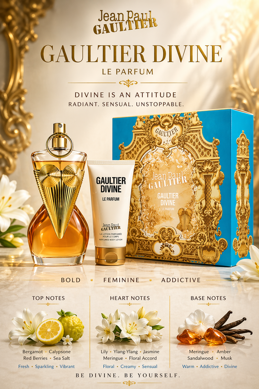 Gaultier Divine Le Parfum Duo Eau De Parfum Intense Refillable Spray 3.4 oz & Body Lotion 2.5 oz