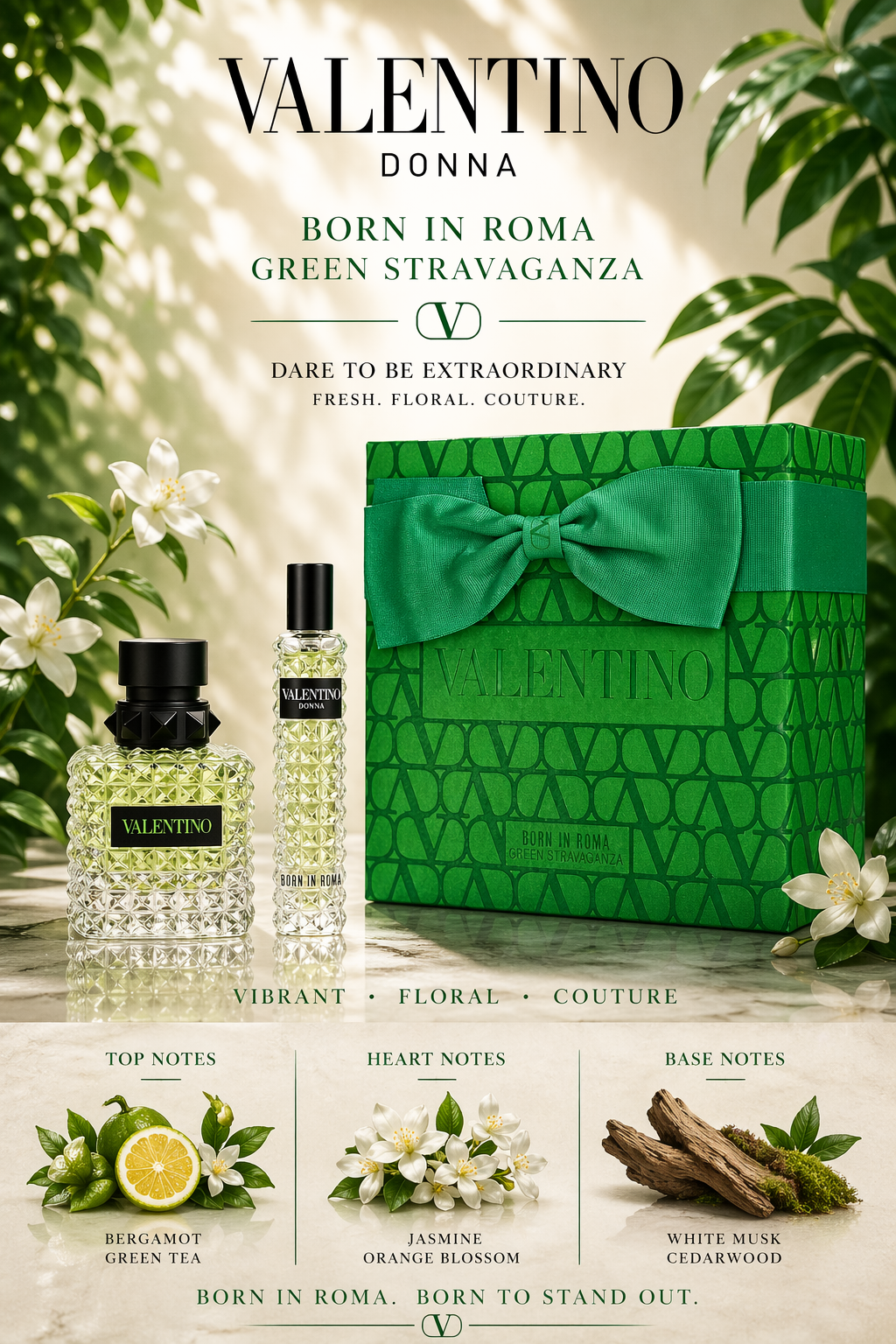 Valentino Donna Born In Roma Green Stravaganz Eau De Parfum Spray 1.7 oz & Eau De Parfum Spray 0.5 oz