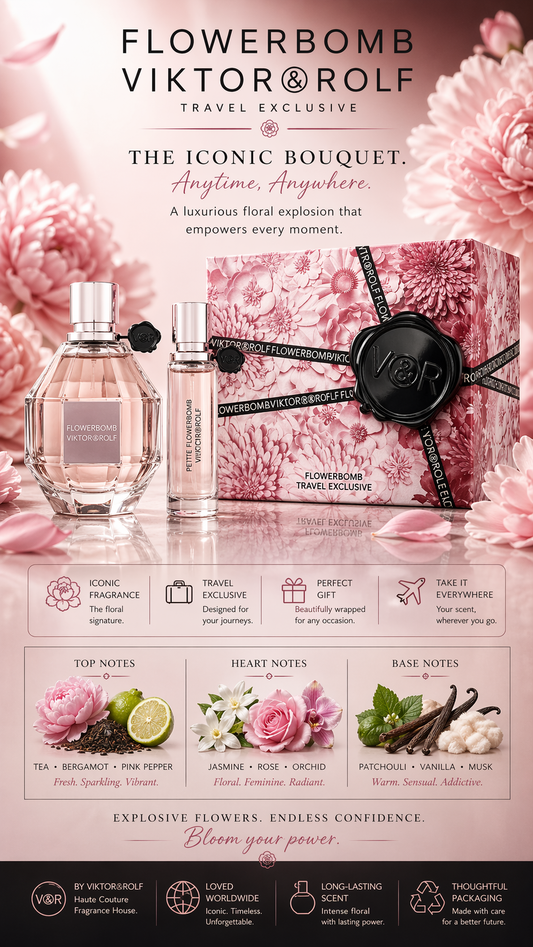Flowerbomb Travel Set Eau De Parfum Spray 3.4 oz & Eau De Parfum Spray 0.68 oz (Travel Set)